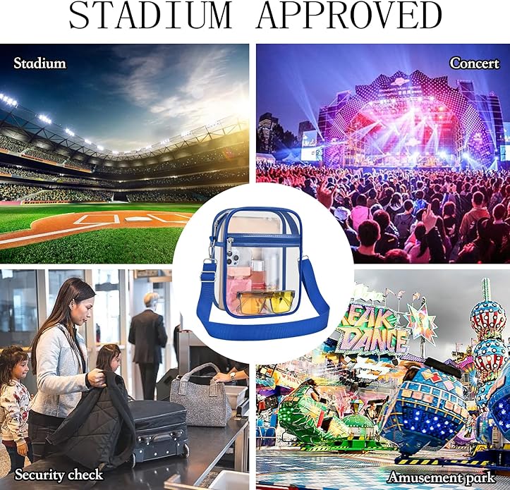 USPECLARE Clear Purse Stadium Transparent Messenger Bag Stadium Approved for Men and Women Clear CrossBody Bag