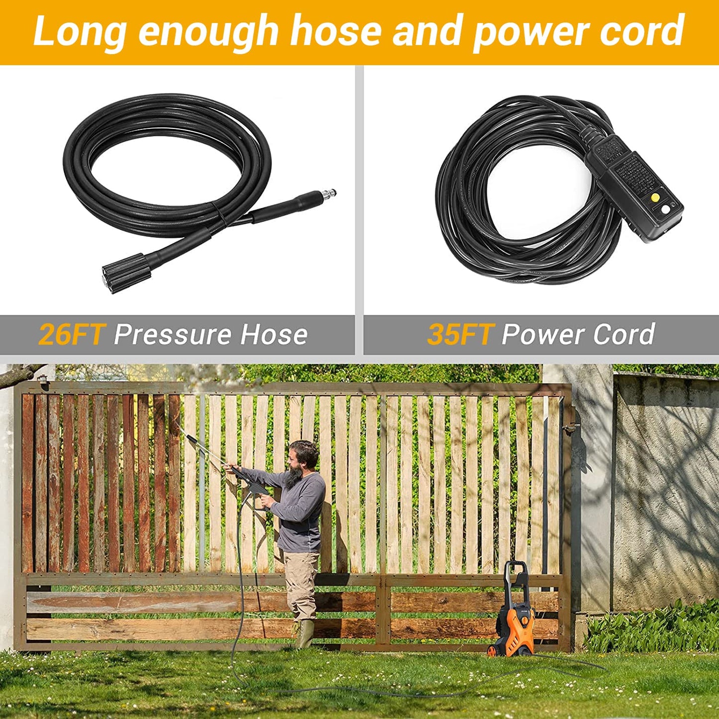 Rock&Rocker Electric Pressure Washer, 2150PSI Max Power Washer with Adjustable Pressure Nozzle, Foam Cannon, Car Cleaning Washer Great for Home/Patio/Concrete/Deck/Driveways Cleaning