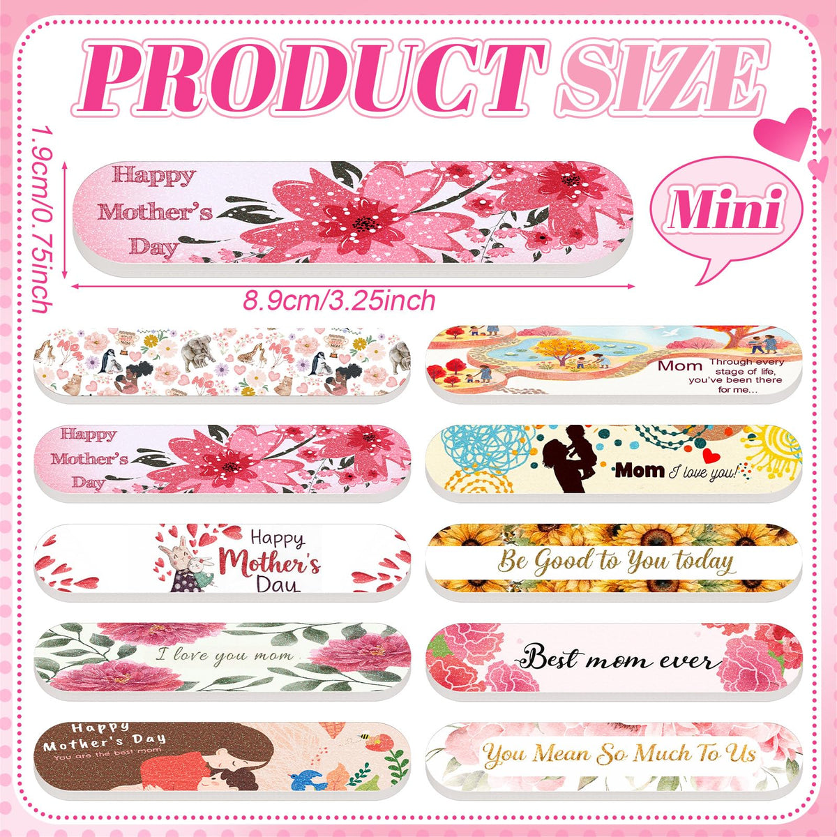 Lanties 50 Pcs Mother's Day Gifts for Women Bulk Best Mom Ever Gift Double Sided Emery Board Nail Files Manicure Tools for Mother's Day Party Supplies