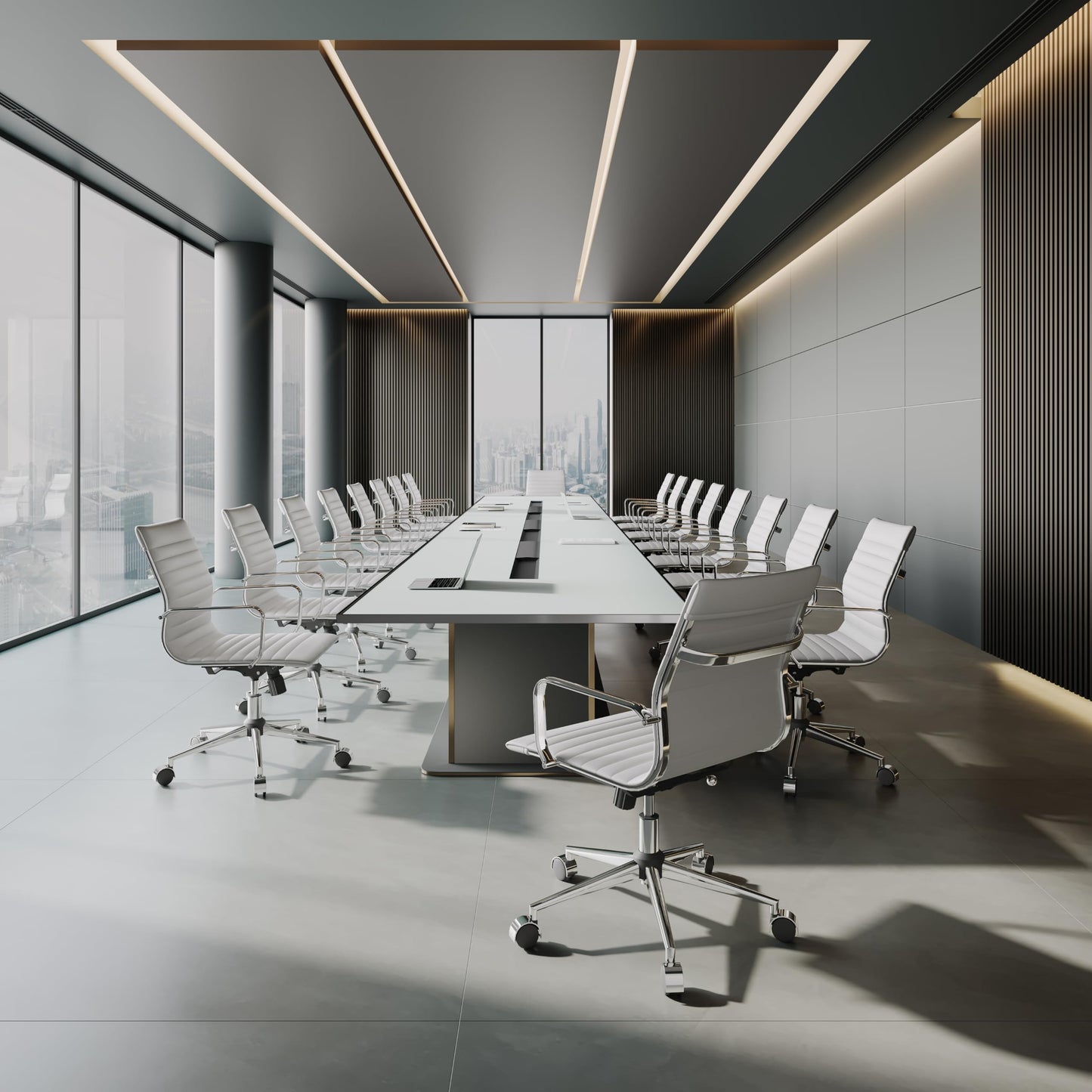 LUXMOD White Office Chair Ergonomic Swivel Desk Chair with Armrests Comfortable Heavy-Duty Chair for Office or Conference Table ，White 22.83in Seat（1pc）
