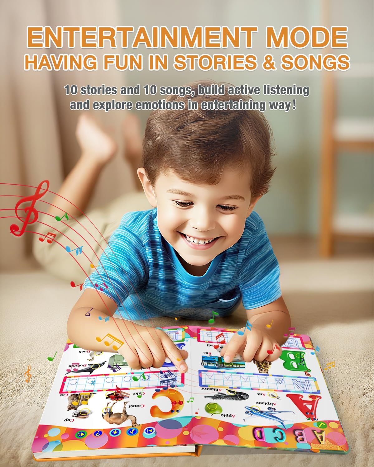 English Interactive Sound Book for Kid,Alphabet & Number Talking Book for Toddlers Age 3-5,Preschool ABC Learning Travel Toy for Boys Girls Birthday Gift 3 4 5 6 Year Old,Sensory Autism Toy,600+ Audio