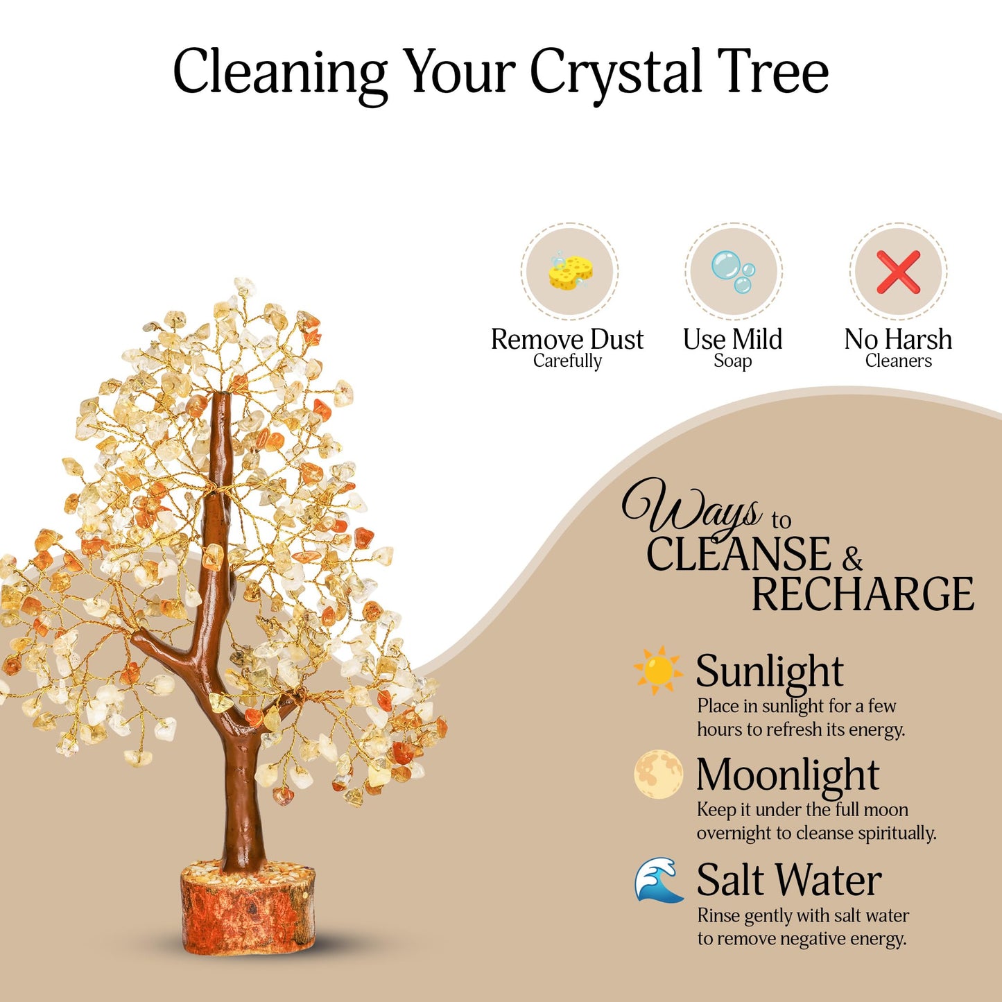 YATSKIA Citrine Crystal Tree of Life - Gemstone Tree - Citrine Crystal Stone Decor - Good Luck Gifts - Home Decor - Crystals Gifts