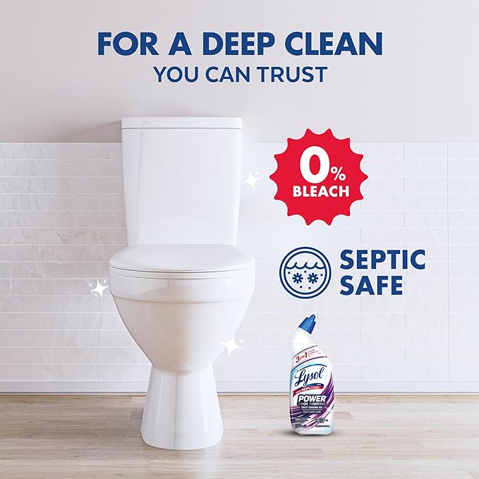 Lysol Power + Odor Fighting Toilet Bowl Cleaner Gel, For Cleaning and Disinfecting, Stain Removal, Fresh Clean Scent, 24oz (Pack of 2)
