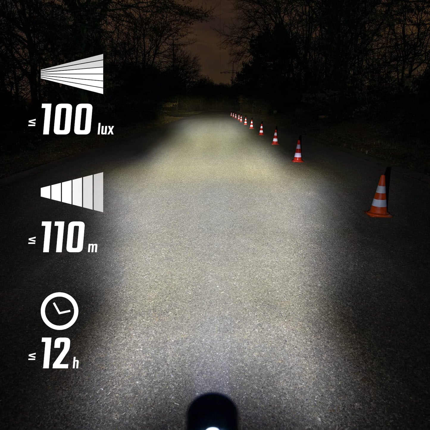 SIGMA Bicycle Light Set Aura 100/Blaze Link (Silicone Holder) Innovative Coupling Function and Automatic Light Adjustment LED Bicycle Light Front with 100 Lux Rear Light with Brake Light Function