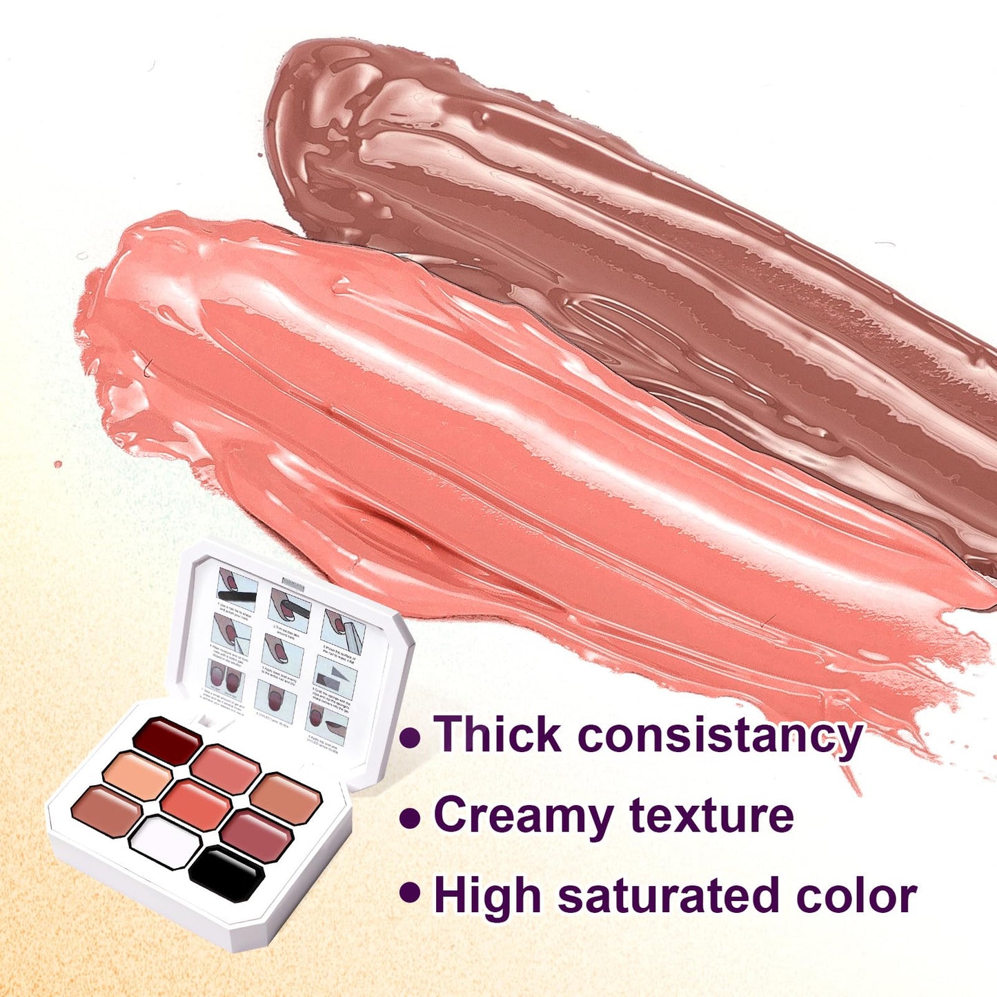 U-Shinein 9 Colors Pat Painting Nail Gel,Hema＆TPO Free,6-in-1 Gradient Ombre Paint Nails Gel Palette for Blooming,Nail Color Gel,Liner Gel,French Nail,with Chrome Powder,No Wipe,DIY Nail Art(E)