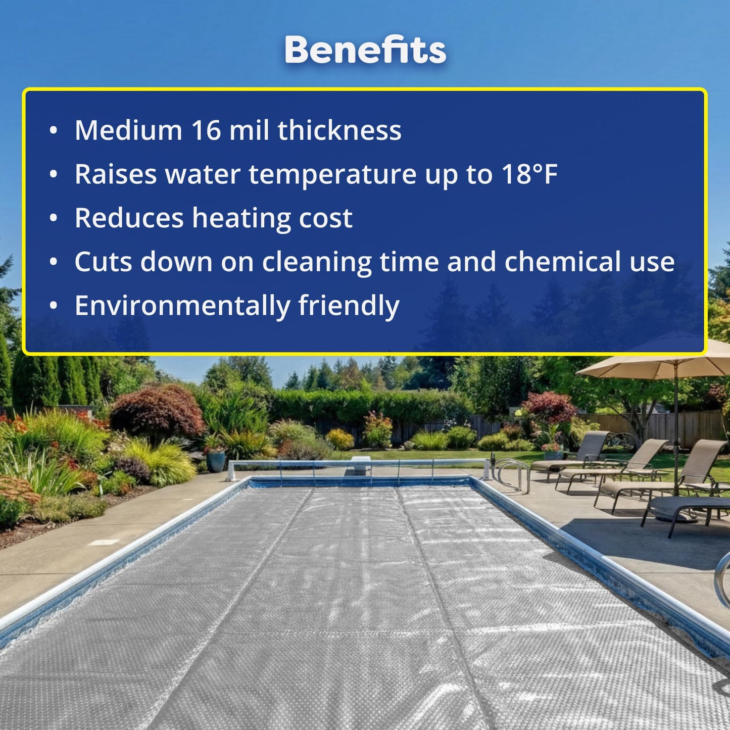In The Swim 16' Standard Blue Round Solar Pool Cover 8 Mil for Solar Heating Above Ground Pools and Inground Pools