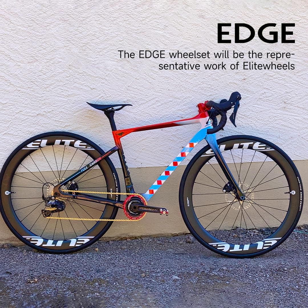 ELITEWHEELS Edge 50mm Carbon Wheels Ultralight 1347g Road Disc Brake Carbon Wheelset