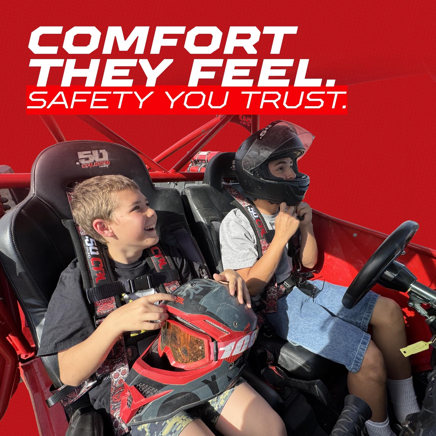 50 Caliber Racing 4 Point Harness - Ultra Kush Padding Safety Restraint System for UTV ATV SXS - Quick Release Latch - 9 Colors Available - Professional Grade [6008] 1pc Black