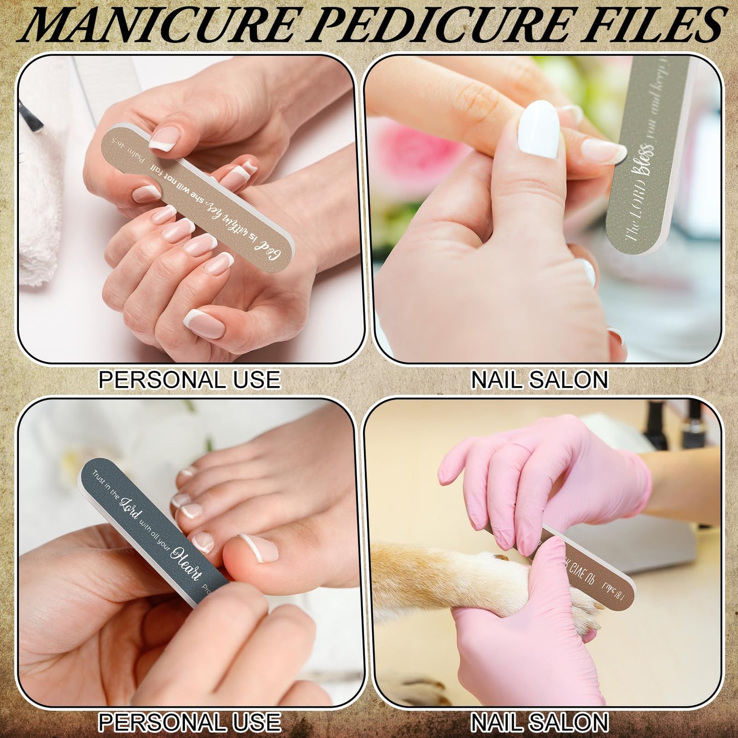 Lanties 50 Pcs Christian Gifts Bulk for Women Scripture Mini Nail Files Christian Party Favor Bible Verse Emery Boards Religious Gifts for Teacher Employee Staff Coworkers Office Supplies