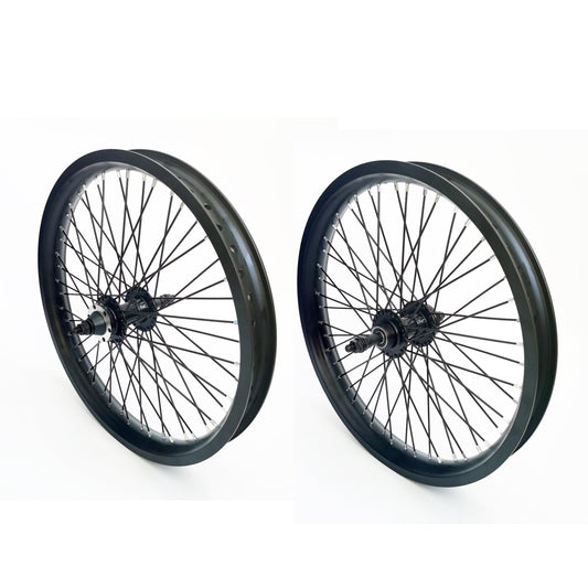DONSP1986 20 inch x 1.85" Heavy Duty Bike Rim Wheels Set, 12 Gauge 48 Spokes Wheelset, Double Wall Aluminum Alloy 20" Bicycle Rims Set (Front & Rear) (Black) Disc Brake