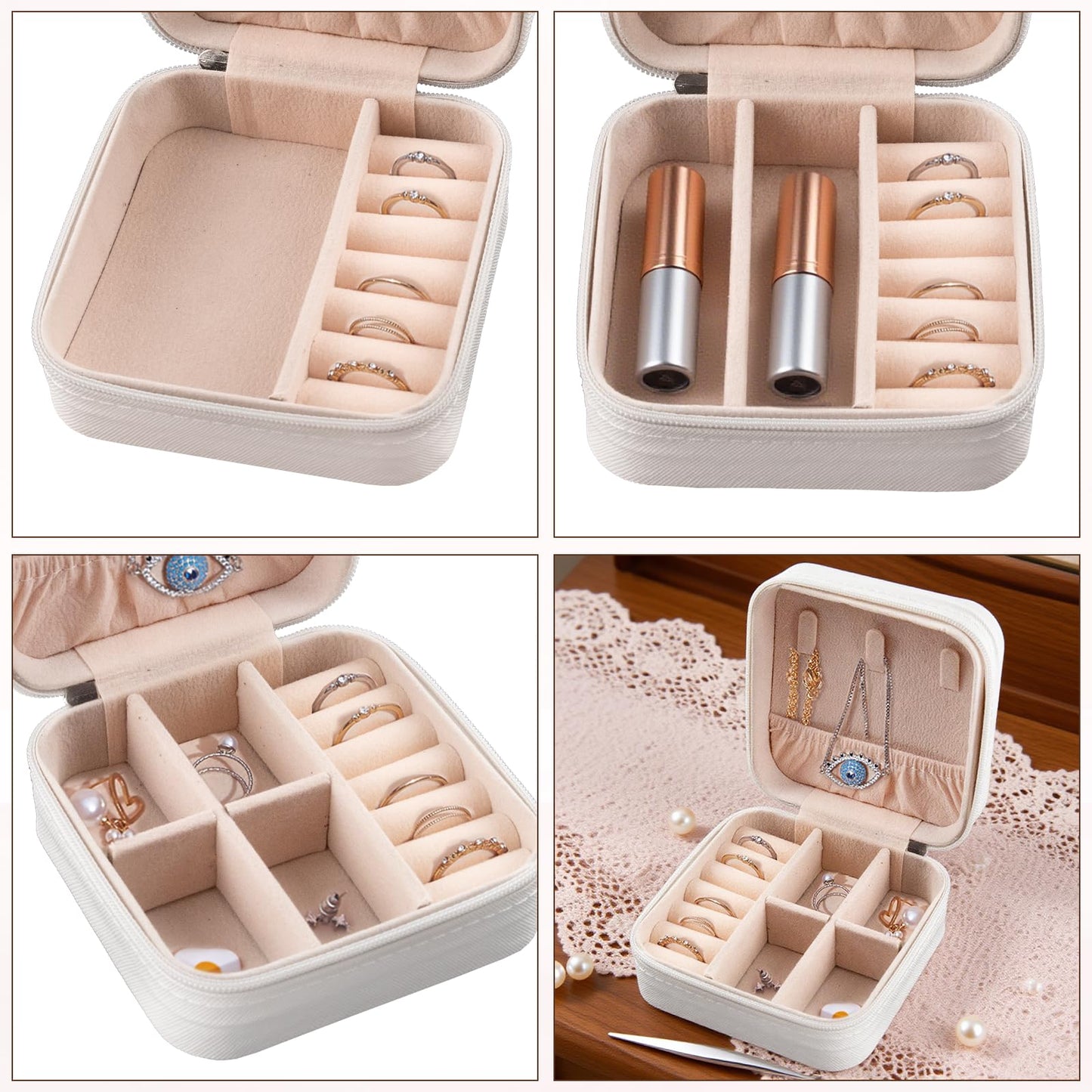 QUYLIXX 12 Pcs Mini Travel Jewelry Case Bridesmaid Proposal Gift Boxes Small Jewelry Organizer PU Leather Earring Organizer Box Bulk Travel Accessories Portable Travel Jewelry Holder