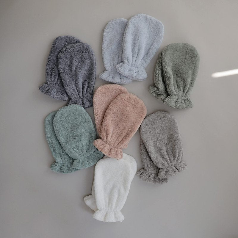 mushie Baby Bath Mitt | Organic Cotton | Pack of 2 (Baby Blue)