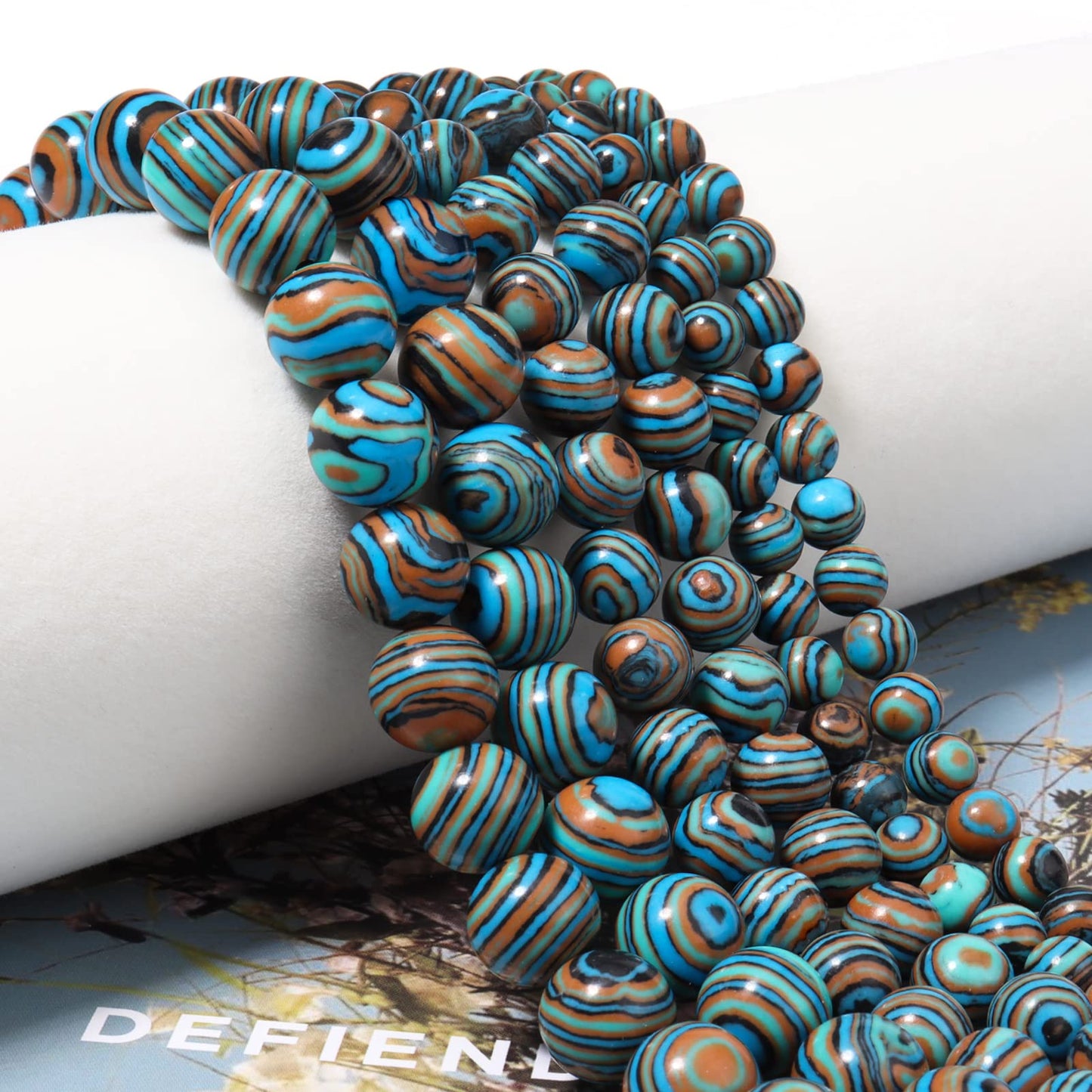 60pcs 6mm Natural Stone Beads Blue Malachite Beads Energy Crystal Healing Power Gemstone for Jewelry Making, DIY Bracelet Necklace
