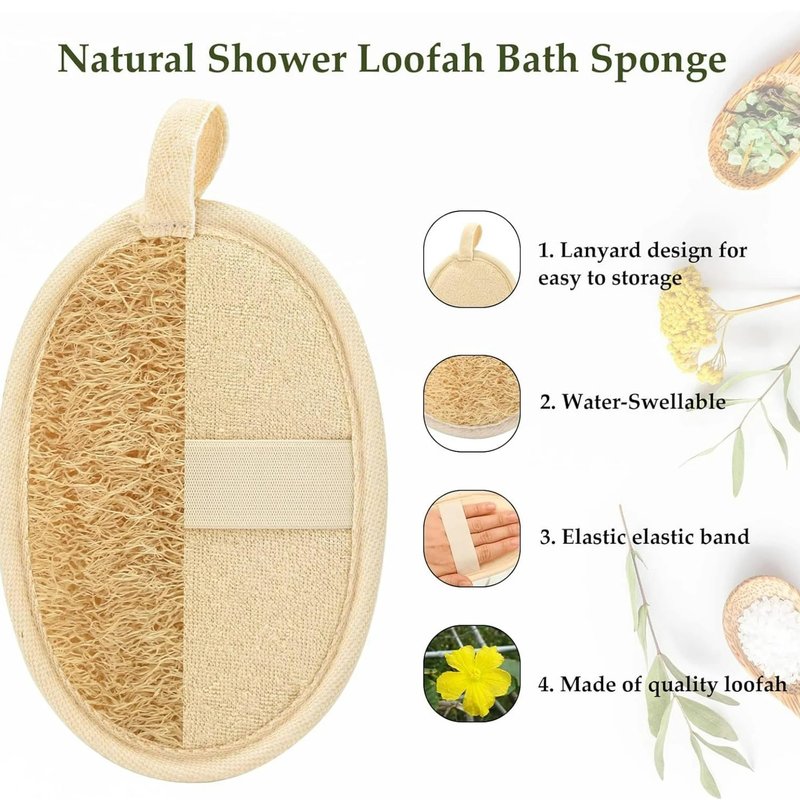 Natural Loofah Sponge – Premium Egyptian Shower Exfoliating Loofah, Lufas for Men and Women, 2‑Count