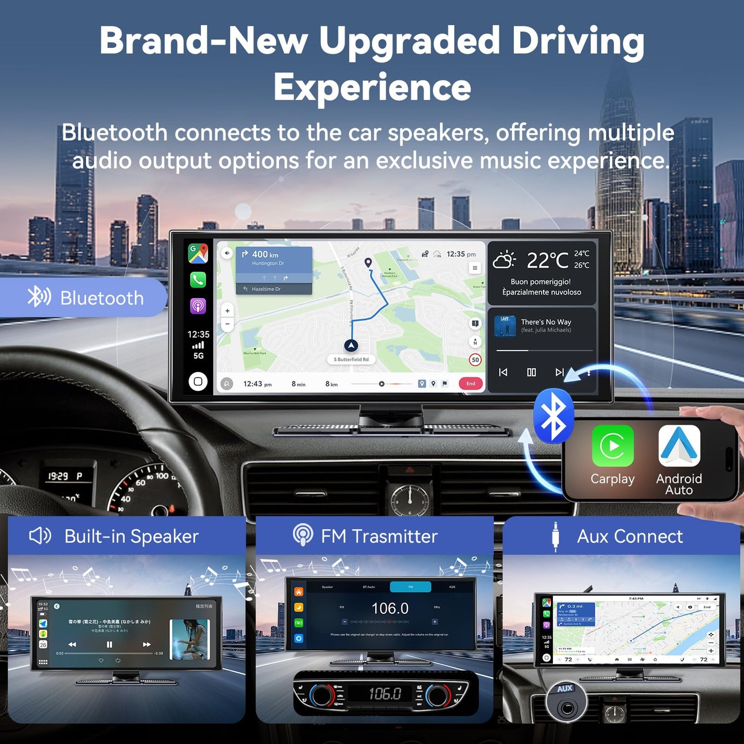 Carplay Screen for Car 11.5" Largest HD Screen for Carplay & Android Auto Car Stereo with 4K Dash Cam 1080P Backup Camera, GPS Navigation/Bluetooth/Mirror Link/Voice Control/AUX/FM/Siri