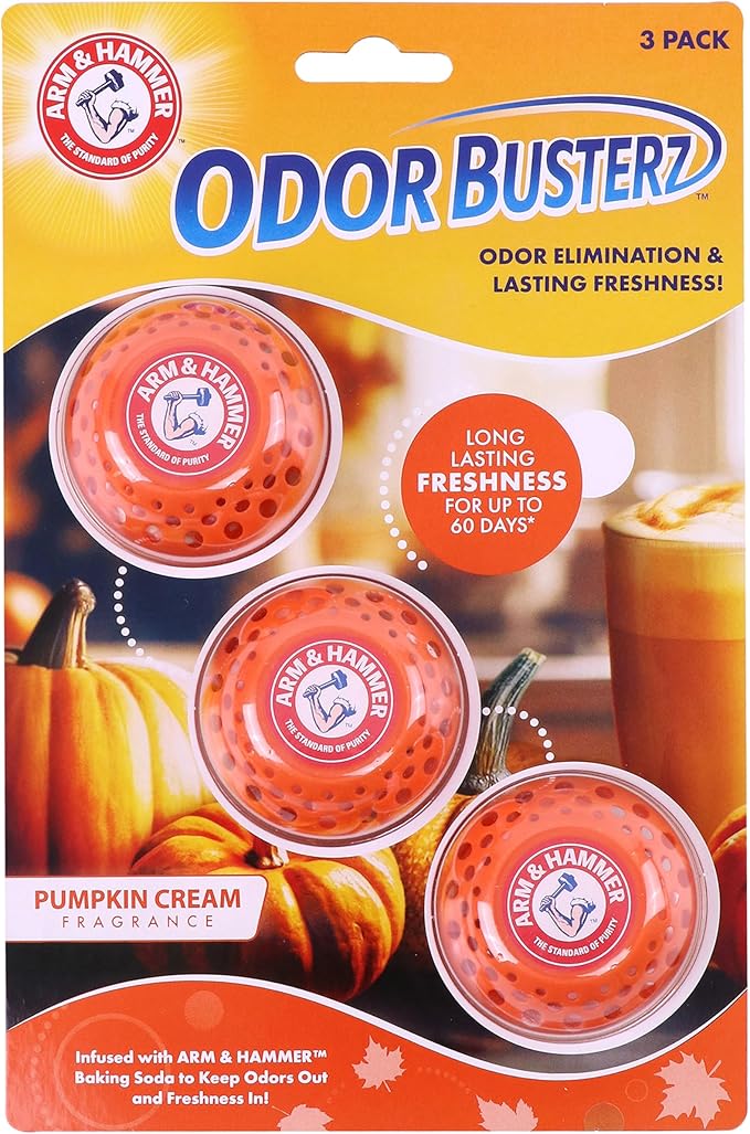 Arm & Hammer OdorBusterzÂ® Odor Eliminator Balls, Pumpkin Cream, 3 Count â Baking Soda Odor Control for Closets, Drawers, Hampers & Small Spaces