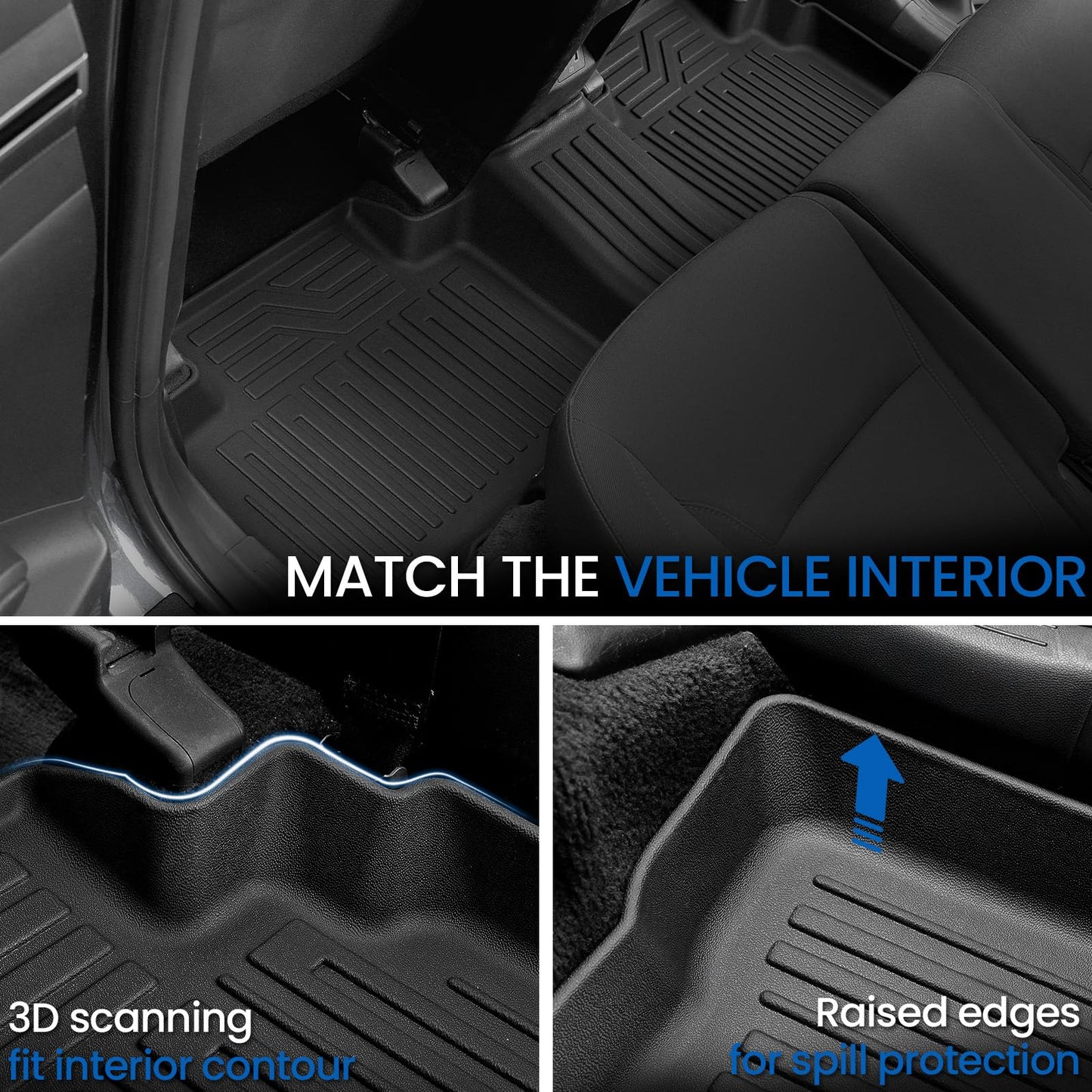 JOULARISE Floor Mats Set for Hyundai Tucson 2022-2025 2026 Hybrid Version (Not fit Gas and PHEV), All Weather TPE Cargo Liner Backrest Mat Trunk Mat Door Sill Guards Accessories (Hybrid Model)