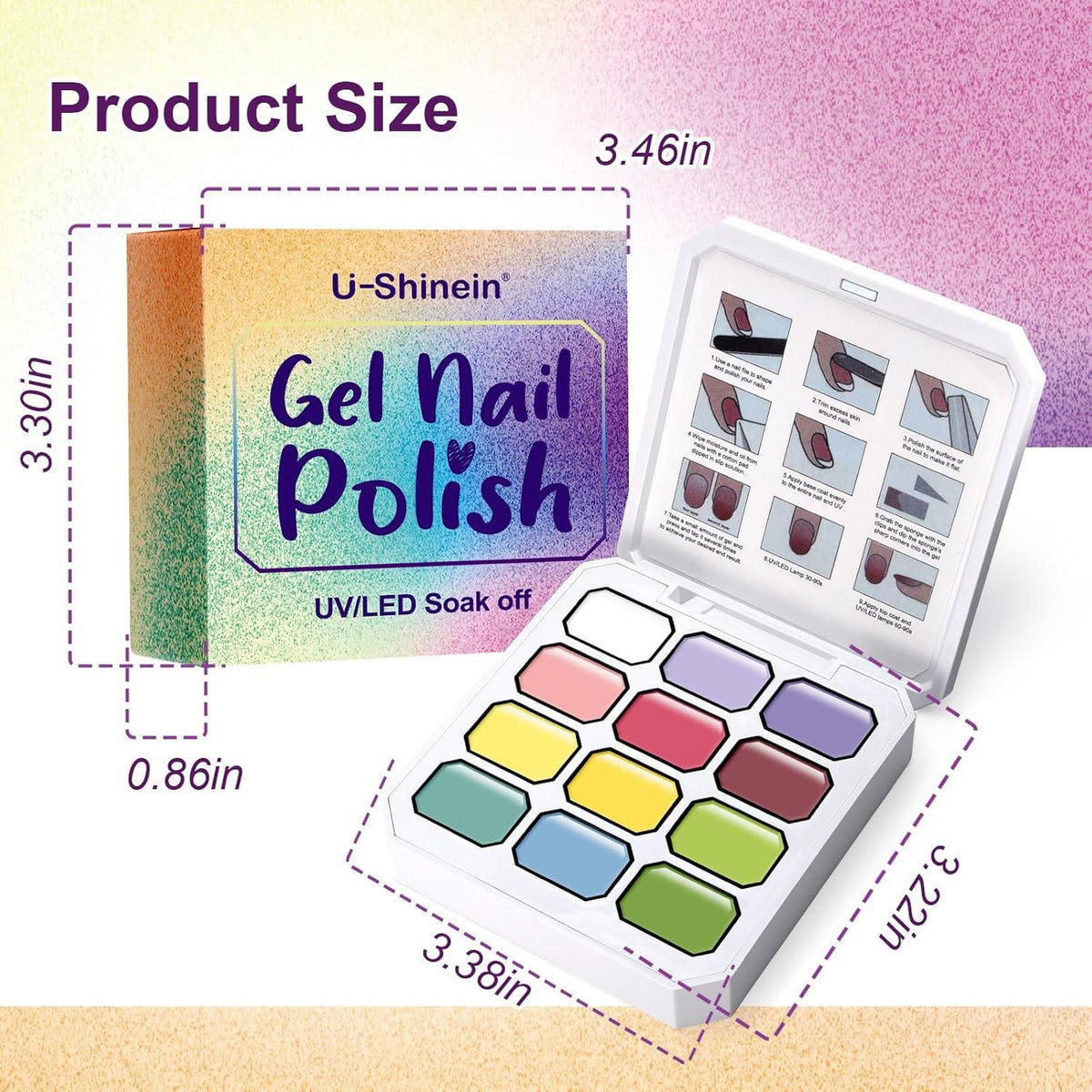 U-Shinein 24 Colors Gradient Nail Gel Palette Set, Hema ＆ TPO Free Bright Nude Almond Black White Ombre Gel Nail for Pigment Painting Pat Nails Gel Kit, Perfect with Salon Pro DIY Home Nail Art