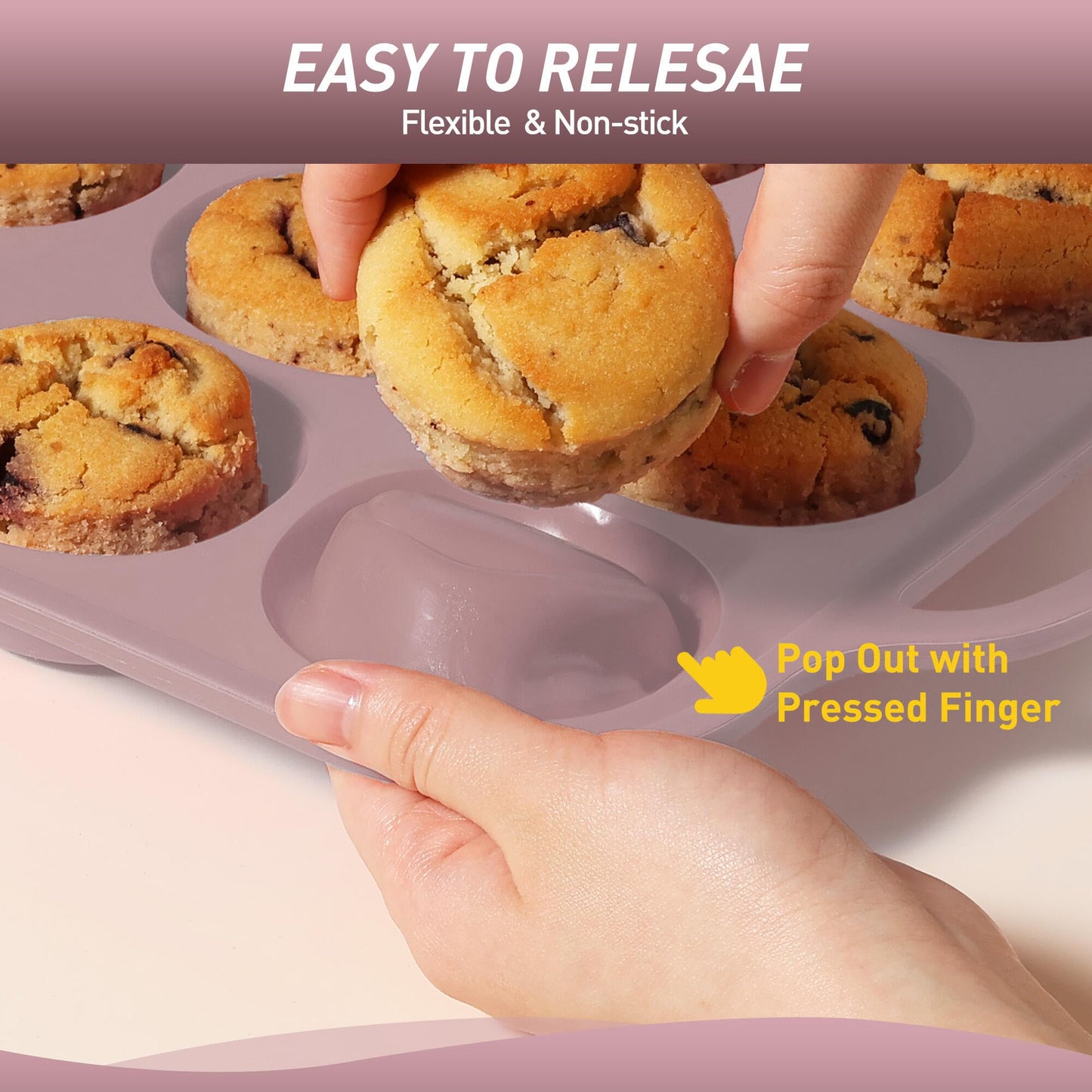 2 Packs 6 Cups Silicone Muffin Pan with Metal Reinforced Frame Jumbo Size Cupcake Pan Tray Egg Bites Silicone Circle Cookie Molds Muffin Tin Tart Pans Baking Sheet Set for Breakfast Sandwiches
