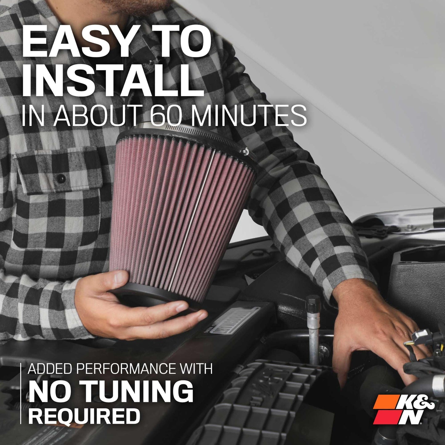 K&N Cold Air Intake System: High-Flow Air Filter, Increase Performance & Towing: Compatible with 2018-2025 JEEP, Gladiator, Wrangler, Wrangler JL, 63-1576
