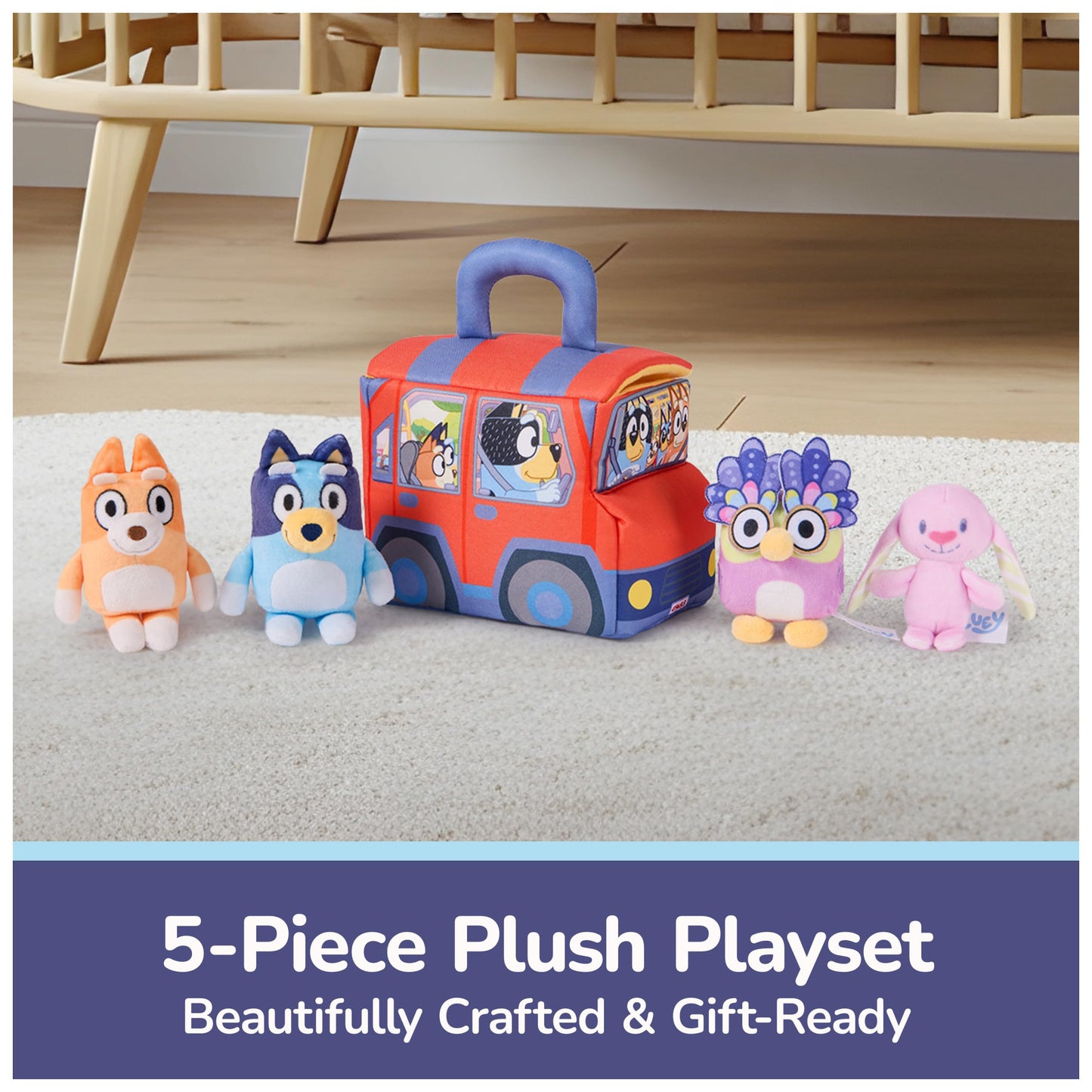 GUND Bluey 5-Piece Plush Playset, Official Bluey Stuffed Animals and Sensory Toys for Babies and Toddlers, 7”