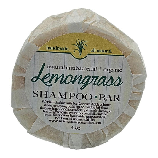 Amish Country Lemongrass Shampoo Bar, Energizing & Refreshing Hair Care, All Hair Types, Refreshing Lemongrass essential oil,