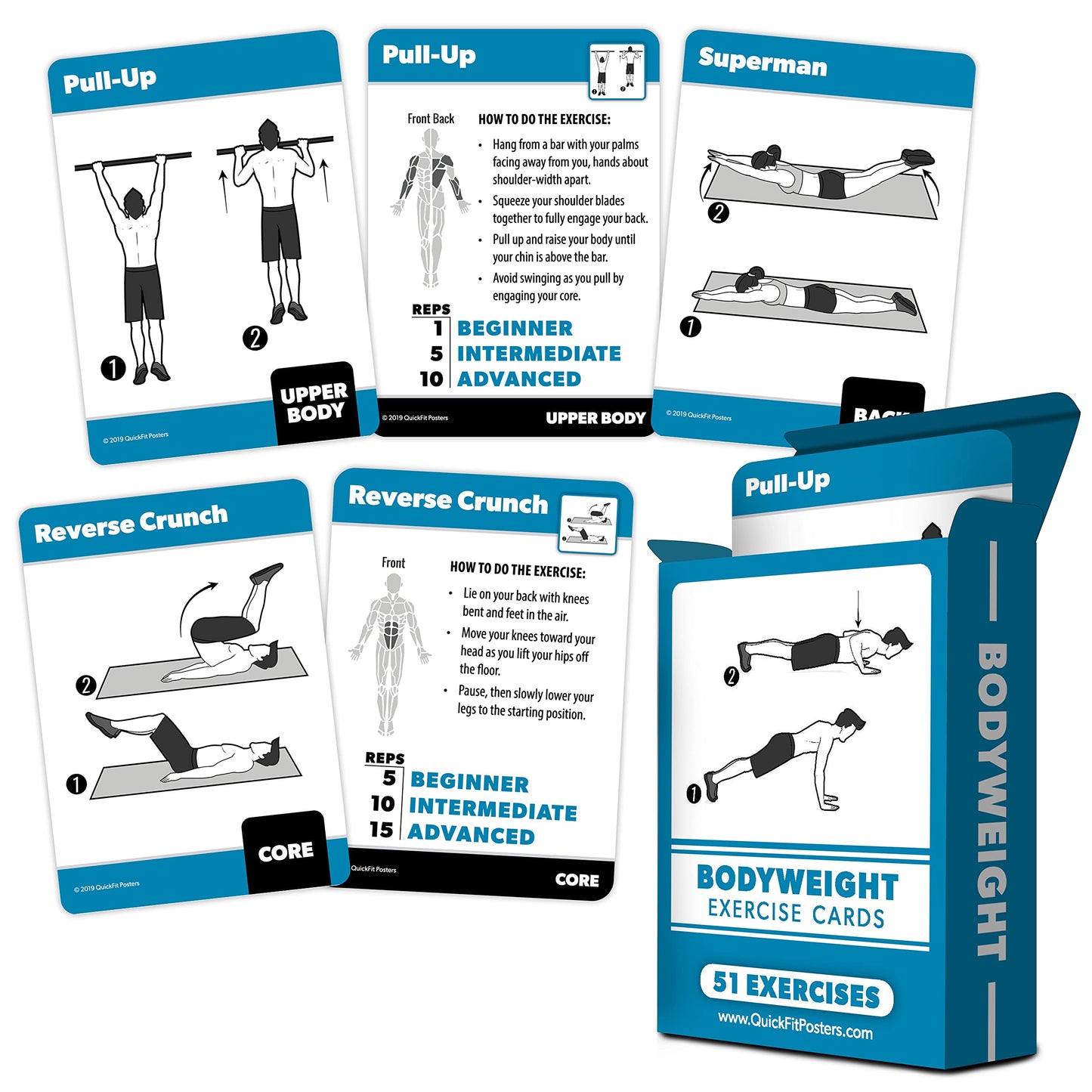 Bodyweight Exercise Cards - Fitness Playing Cards with Over 50 Body Weight Workouts - 2.5" x 3.5"" (Standard Playing Card Size)"
