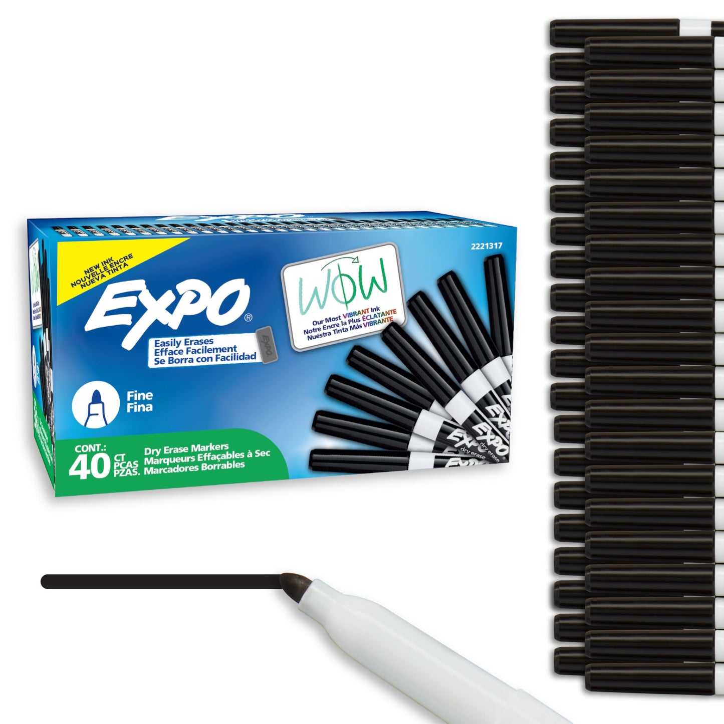 EXPO Dry Erase Markers, Low Odor Ink, Black, Fine Tip, 40 Count - Whiteboard, Calendar, Organization, Essential Supplies for Office, School, Classroom, Teachers