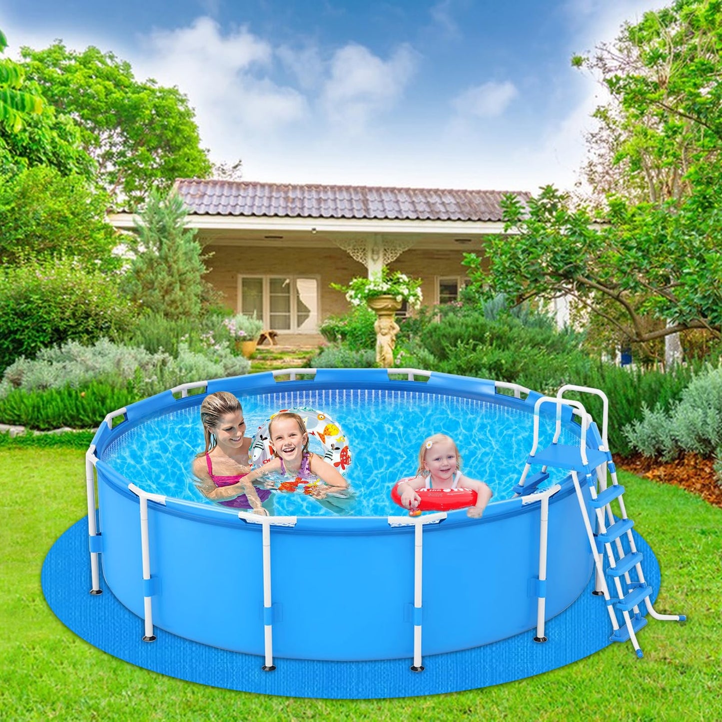 YEXEXINM 13.1Ft Round Pool Ground Cloths Swimming Pool Ground Cloth,Round Pool Liner Pad for 12ft Above Ground Swimming Pool,Heavy Duty Pool Ground Mat Protector to Prevent Puncture Pool Ground Tarp