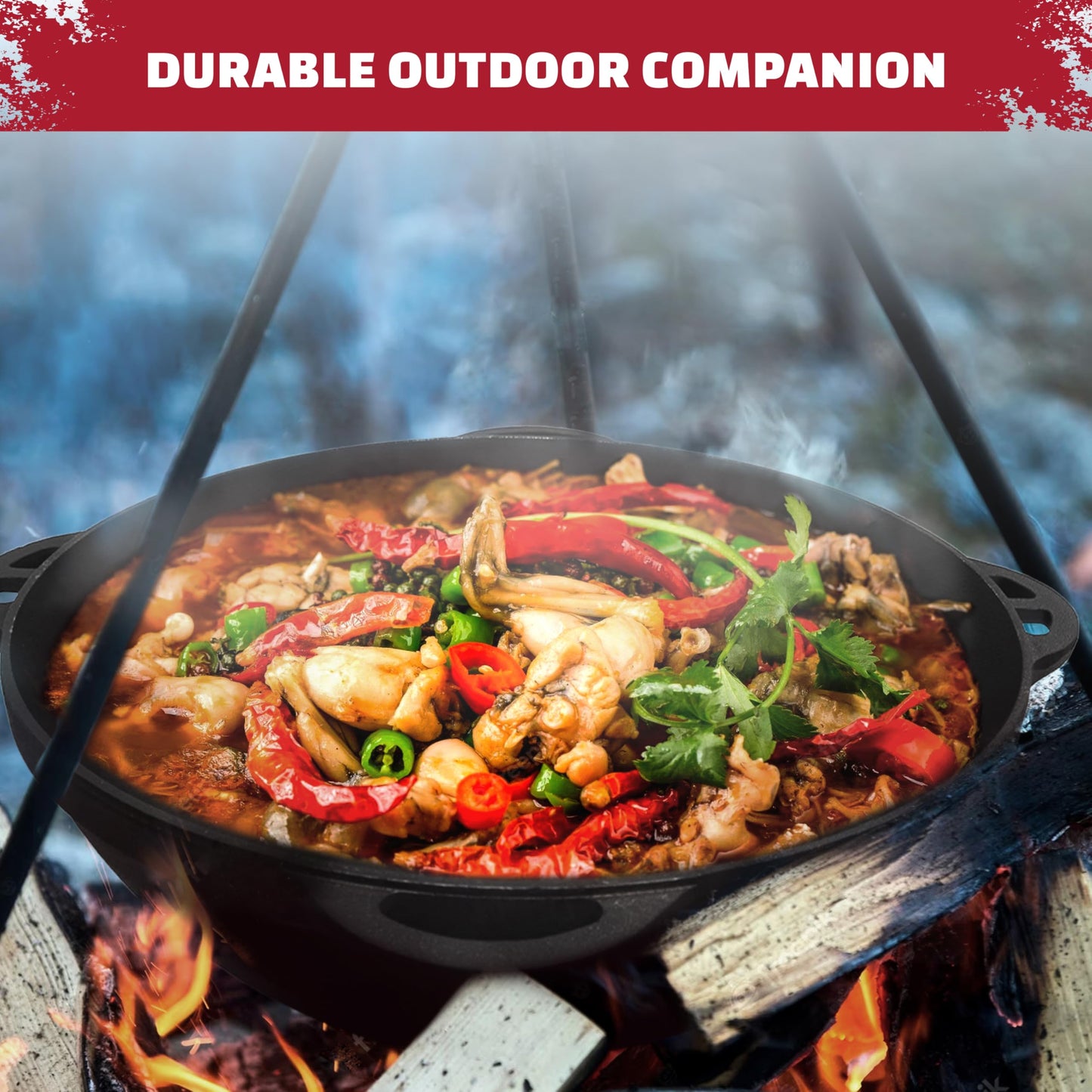 Dutch Oven Pot with Lid Syton 18 Quarts (17 L) - Camping Dutch Oven - Cast Iron Cookware Set - Uzbek Kazan Cast Iron – Premium Camping Cookware