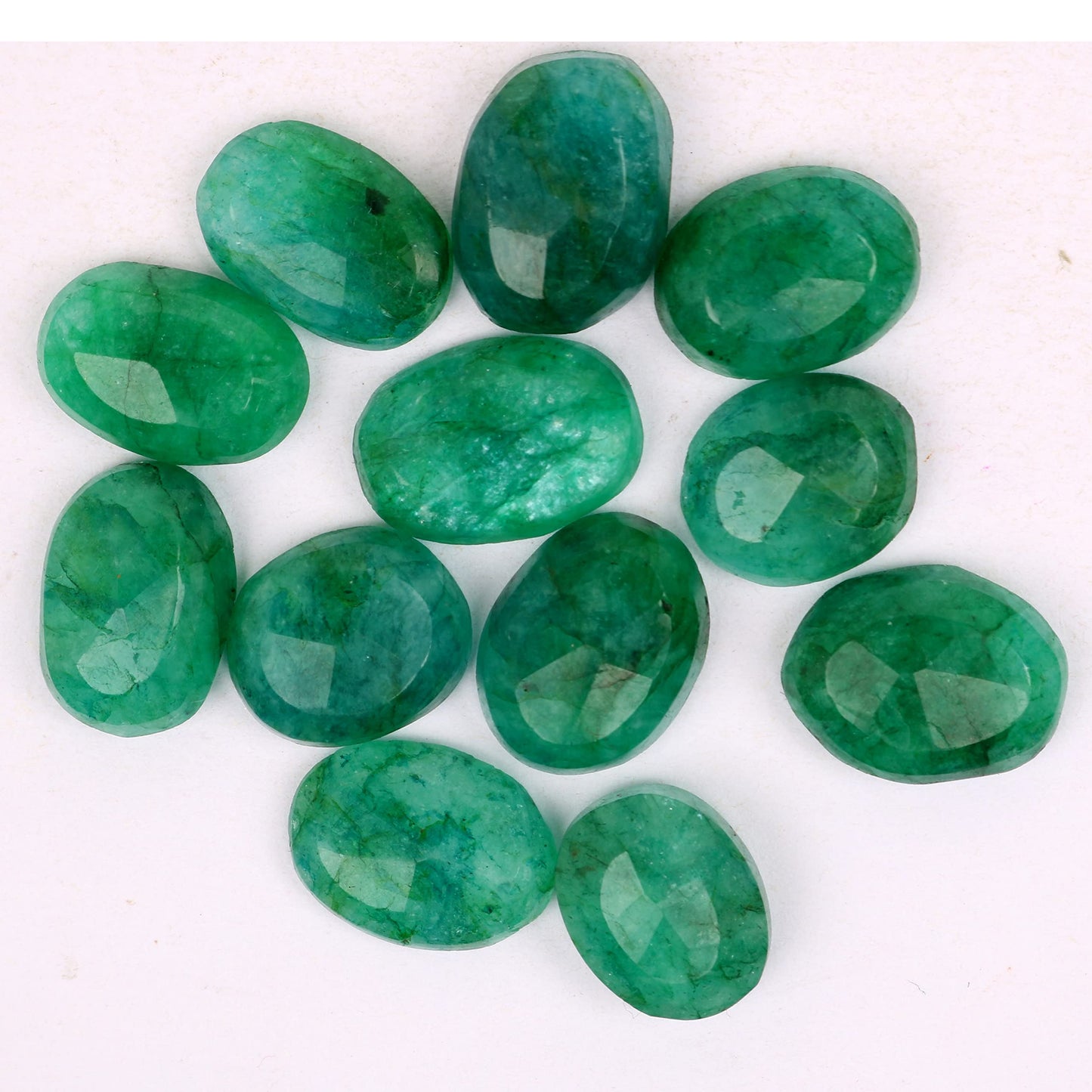 REAL-GEMS Natural Emerald 60.00 Ct./12 Pcs Brilliant Oval Cut Faceted Emerald Loose Gemstone For Jewelry Making