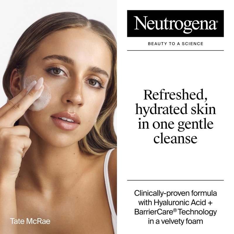 Neutrogena Hydro Boost Face Wash, Fragrance Free, Hydrating Facial Cleanser with Hyaluronic Acid, Daily Foaming Face Wash & Makeup Remover, Hypoallergenic Gel Cleanser, 16 fl. oz