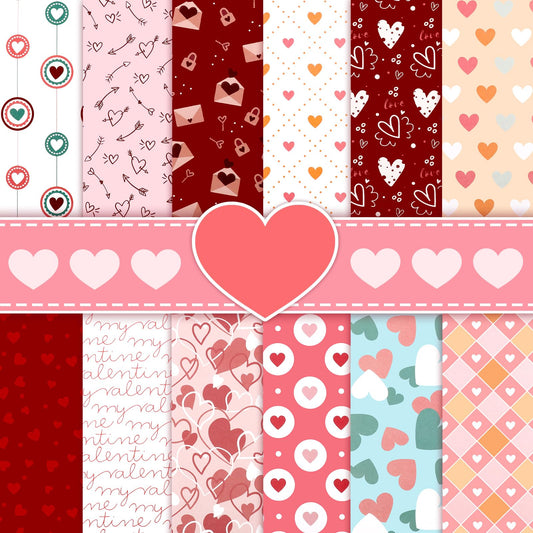 Konsait 24 Sheet Valentine's Day Pattern Paper Love Scrapbook Supplies Single Sided 6x6 Scrapbook Paper Valentine Supplies for Diy Making Greeting Cards and Decorating Photo Albums