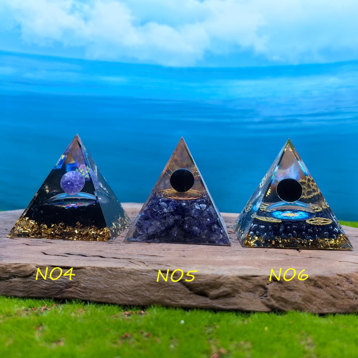 Healing Crystals Orgone Pyramid for Positive Energy, Stress Reduction, and Attracting Wealth and Luck Reduce Stress and Promote Healing with this Crystal Pyramid Home Decor (NO20,6cm)