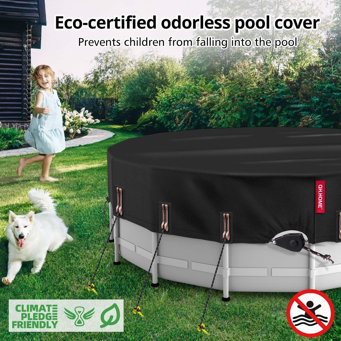 QH.HOME 18 Ft RoundSolar Pool Cover with Fast Tightening Patented Ratchet,Pool Covers for Above Ground Pools, One-Piece Tear Resistant Swimming Pool Cover Protector with Upgraded Ultimate Windproof