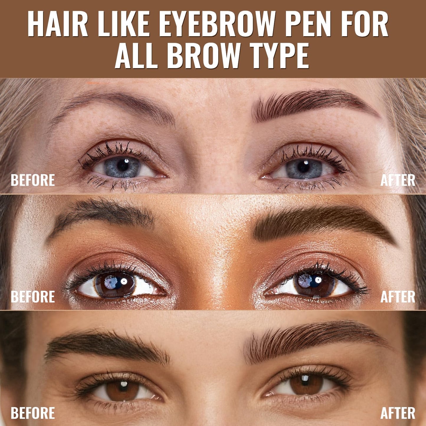 iMethod Eyebrow Pen - Eyebrow Pencil,2-in-1 Eyeliner Dual-Ended Brush-Tip Microblading 4d Eyebrow Pencils for women,Long Lasting Waterproof Hair-Like Brow Pencil,with Eyebrow Brush,Brown