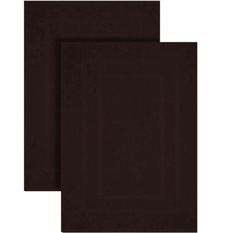 GOLD TEXTILES Premium Chocolate Brown Bath Mat - 2 Pack 22x34 Inches - Not a Bathroom Rug - 100% Ring Spun Cotton - Highly Absorbent & Non Slip Shower Bathroom Floor Mat Towel - Machine Washable