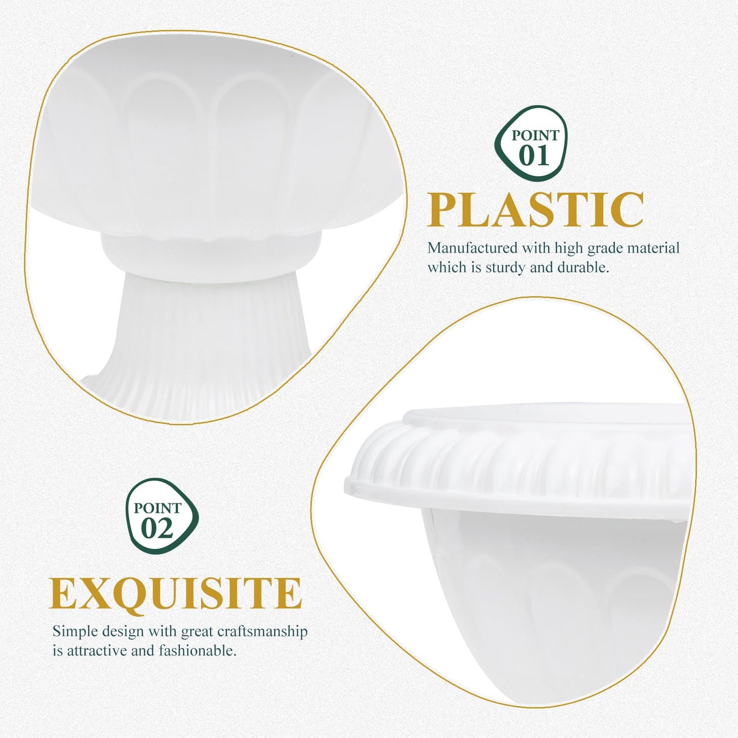 Yardwe 4pcs White Urn Planter Plastic Pedestal Flower Vases Plant Pot Grecian Plants Pot Roman Flower Pot for Yard Garden Porch Front Door