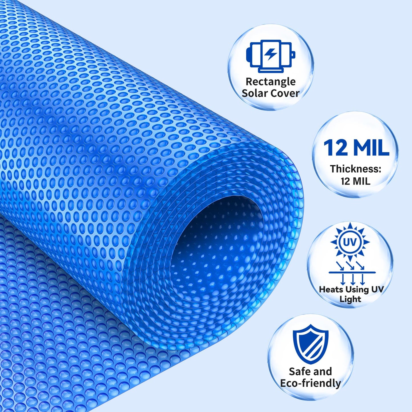 BigXwell Solar Pool Cover, 12Mil Round 18 Foot Solar Blanket for Above-Ground and In-Ground Pools, Swimming Pool, Blue 1200Series (Round 18 FT)