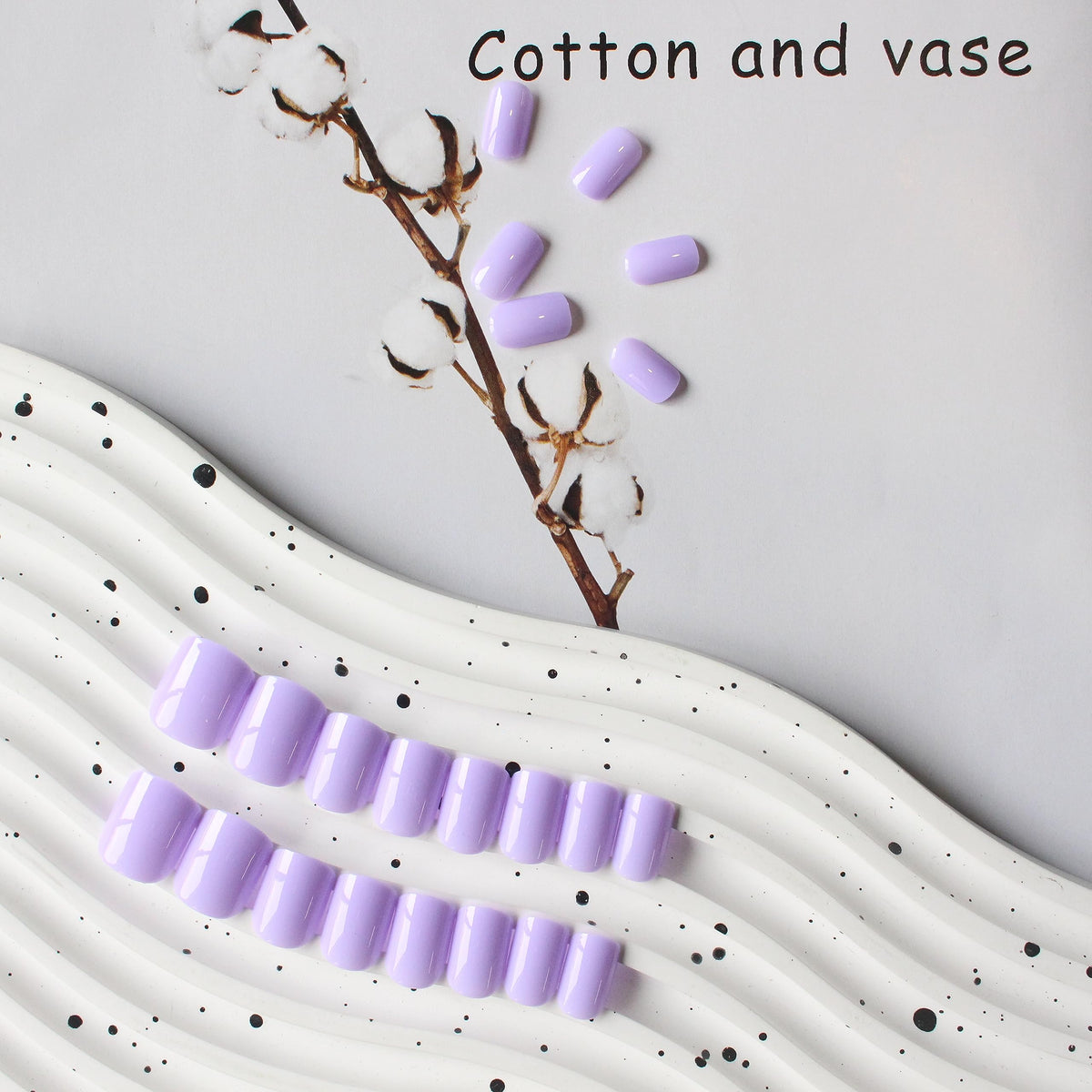 Lilac Press On Nails Short Square, KXAMELIE Natural Gel Nails Glue on Acrylic Nails Press ons Featured Protective Coat Thick Reusable Fake Nails Solid Color 24 Short Coffin Artificial Nails