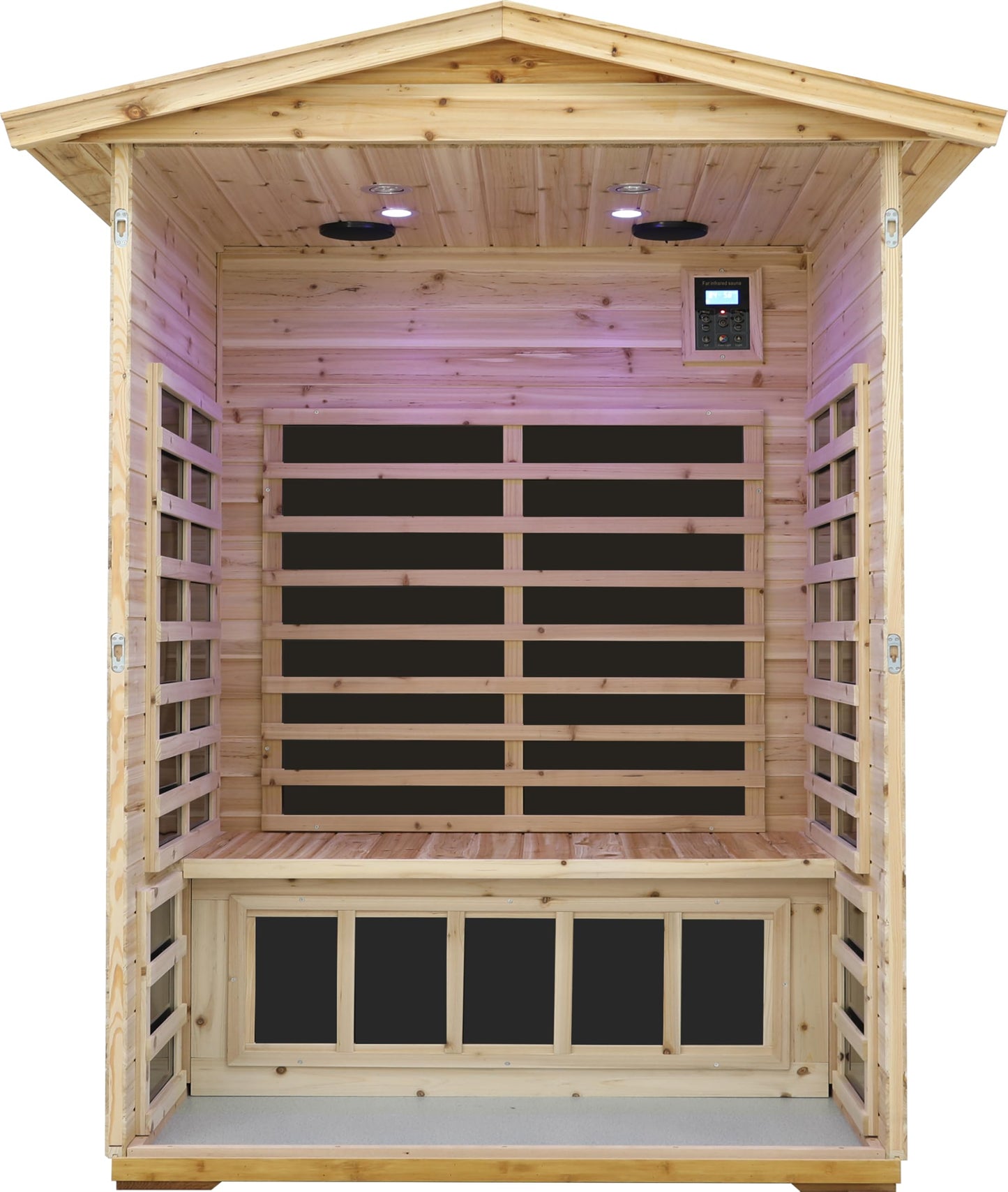 LTCCDSS Low EMF Outdoor Sauna 2 Person, Far Infrared Sauna Room for Home, Soft Fir Wood, Chromotherapys | Bluetooth Speakers | 47.2 * 81.1 * 37.0 in