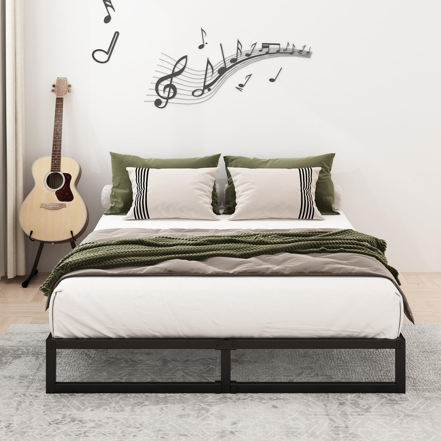 Lutown-Teen 9 Inch California King Bed Frames No Box Spring Needed Heavy Duty Metal Cal King Platform for Mattress Foundation, Noise Free, Easy Assembly, Black