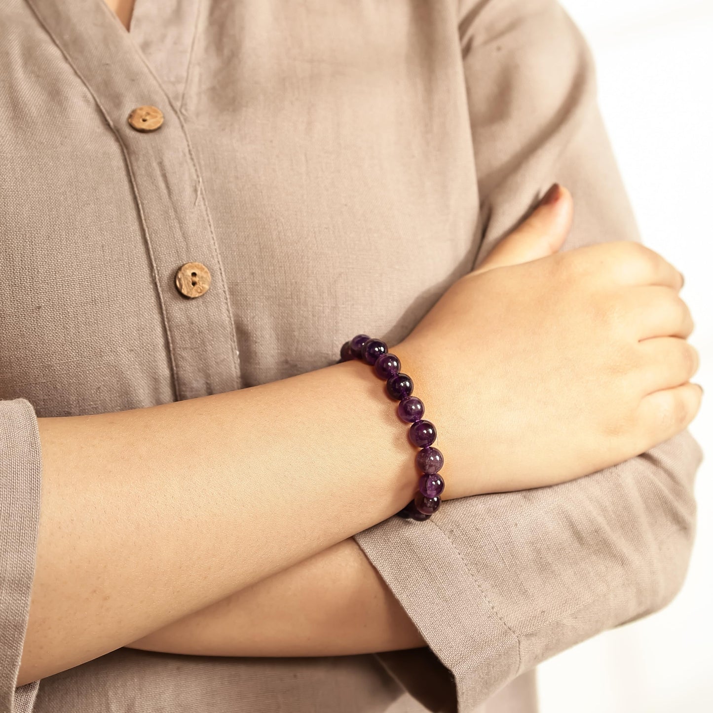 Divine Hindu Amethyst Crystal Bracelet | Makar Rashi (Capricorn) Zodiac Stone | Certified Healing Gem | Reiki Energy | Chakra Alignment | Meditation & Protection for Men & Women.