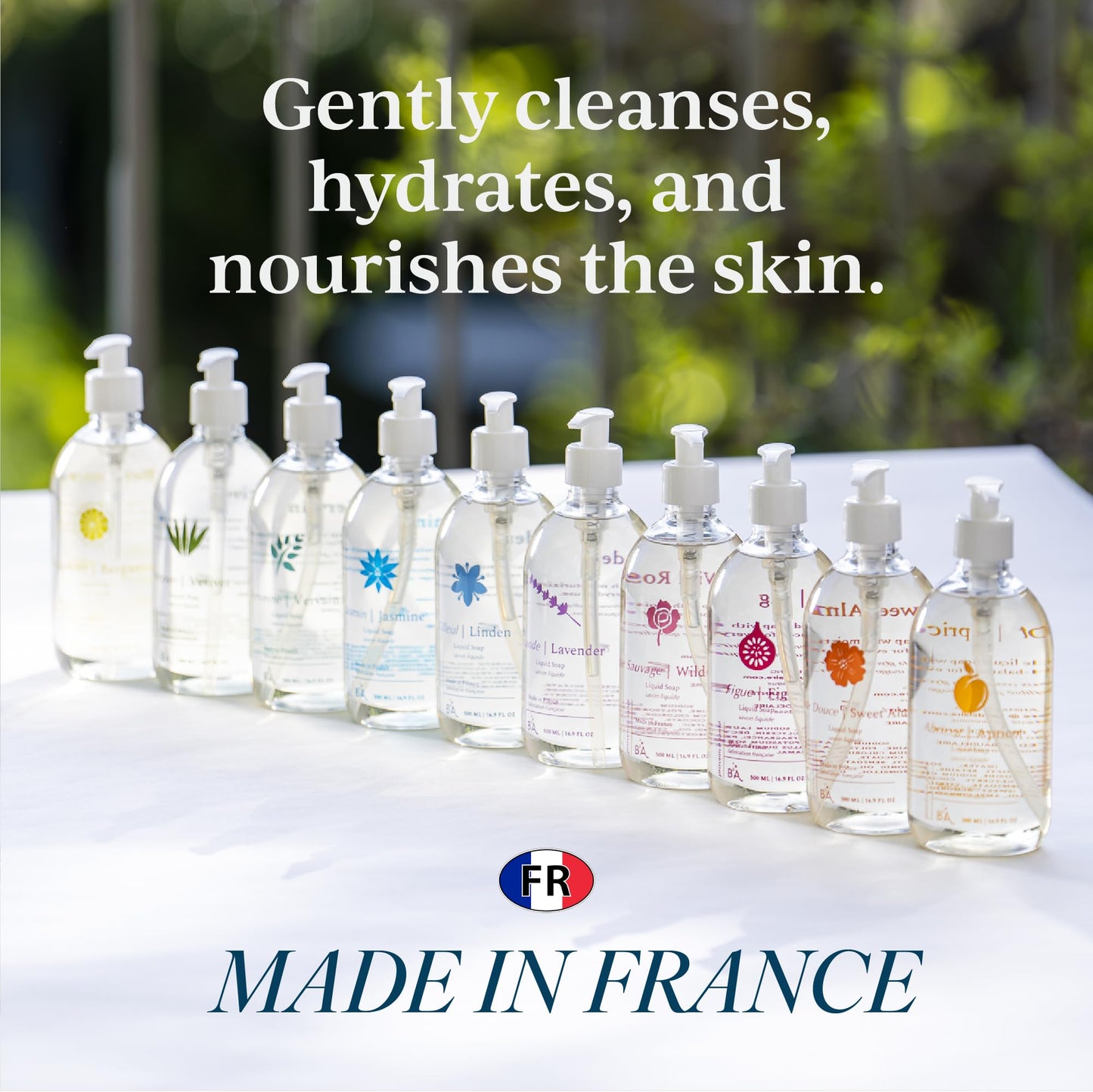 Provence Sante Natural Liquid Soap - Moisturizing Almond Oil Hand Soap with Lemon Vervain Scent - Elegant Pump Dispenser for Kitchen & Bath (16.9 oz)