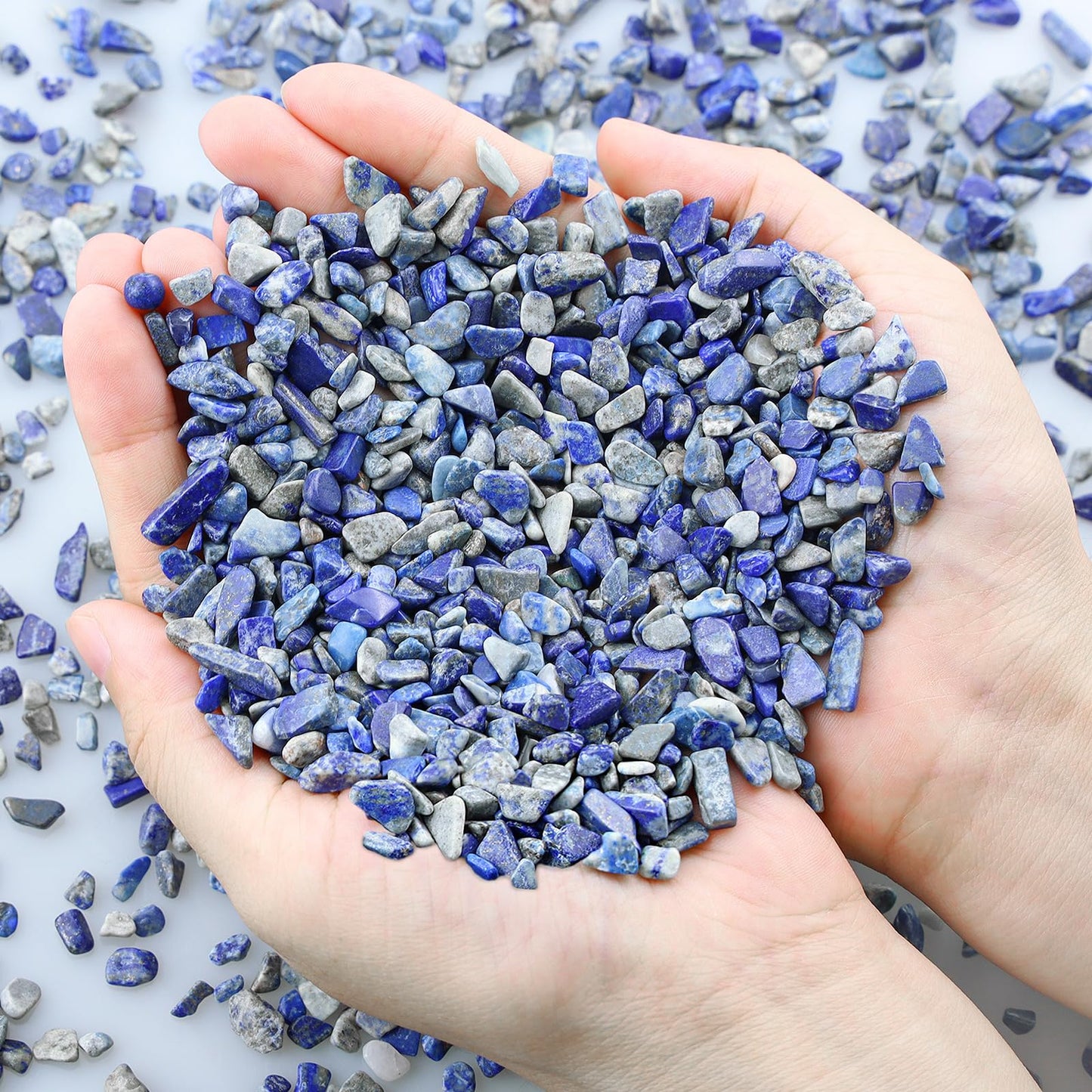 ZHIYUXI Lapis Lazuli Crystal Chips Bulk Fish Tank Decorations Aquarium Rocks Gravel Vase Filler Stones Crystals for Candle Making Witch Kit Gravel for Plants Quartz Sand Gemstone 0.22 lbs
