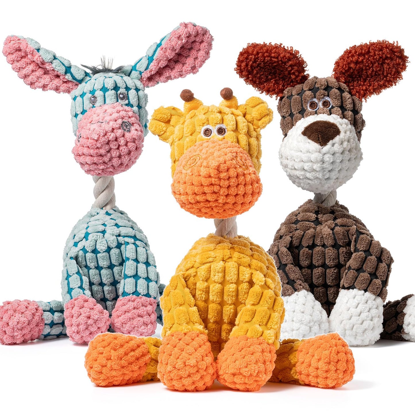 Zagrine 3-Pack Squeaky Dog Toys,Durable Stuffed Animal Plush Dog Toys with Squeak Sounds to Keep Dogs Busy,Tough Cute Puppy Toys for Small,Medium,and Large Dogs