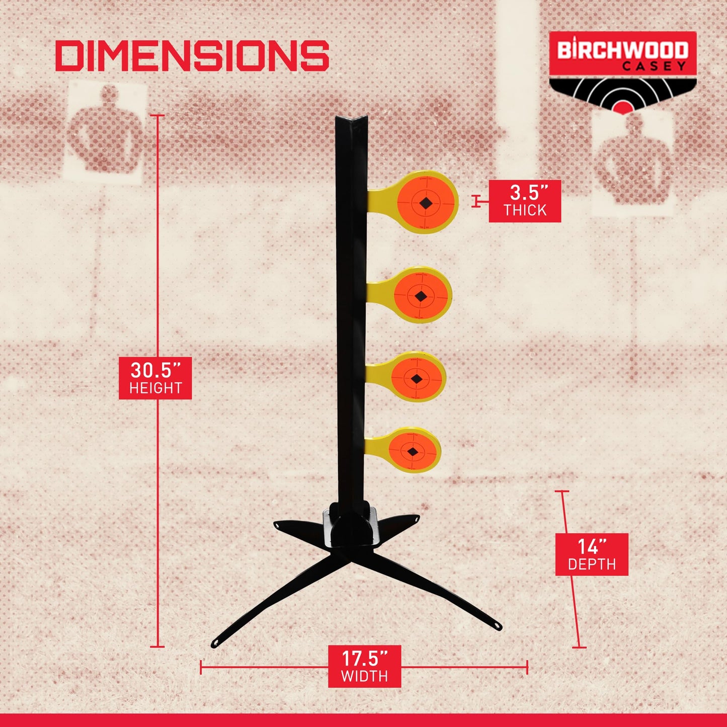 Birchwood Casey World Of Targets .22 Rimfire Dueling Tree Shooting Sports Competition 4 Yellow AR500 Steel Paddles Target