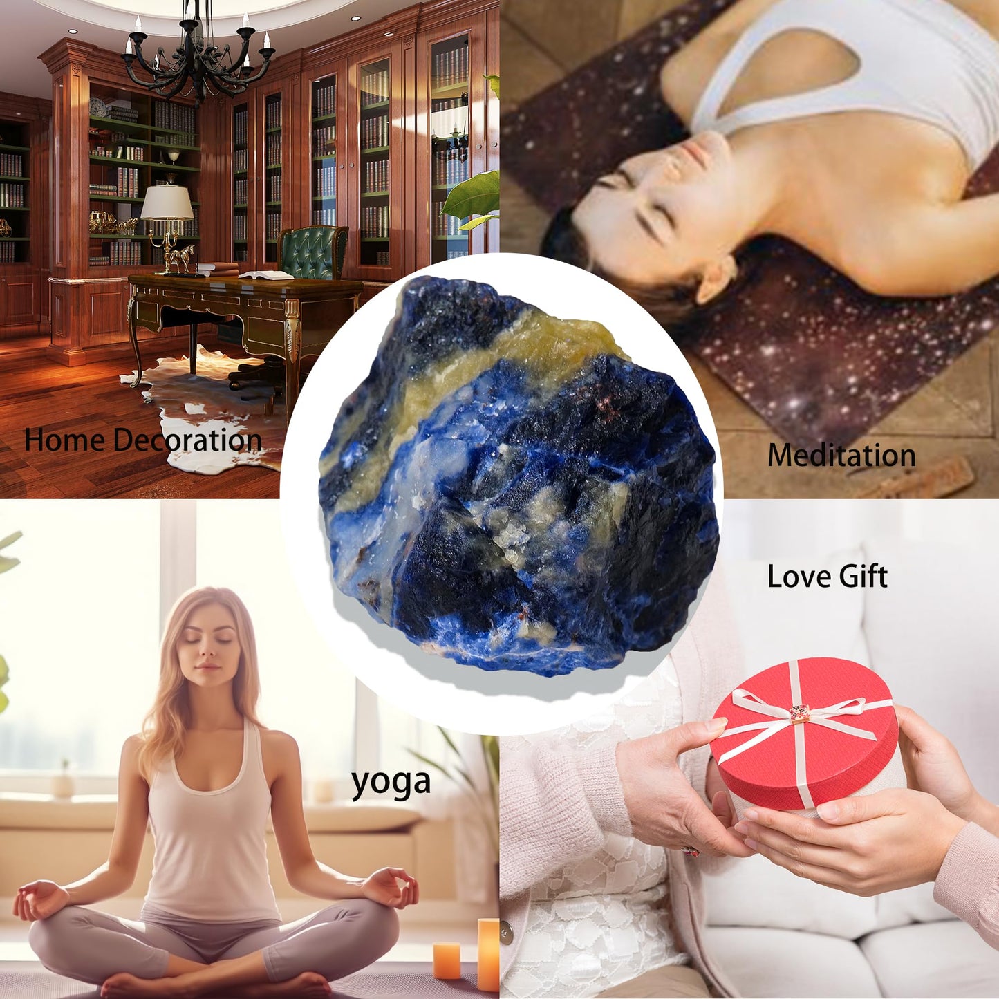 Apengshi 1.2-2'' Sodalite Raw Stone Natural Crystal Healing Crystal and Stone Rough Rocks for Fountain Home Garden Decor Meditation