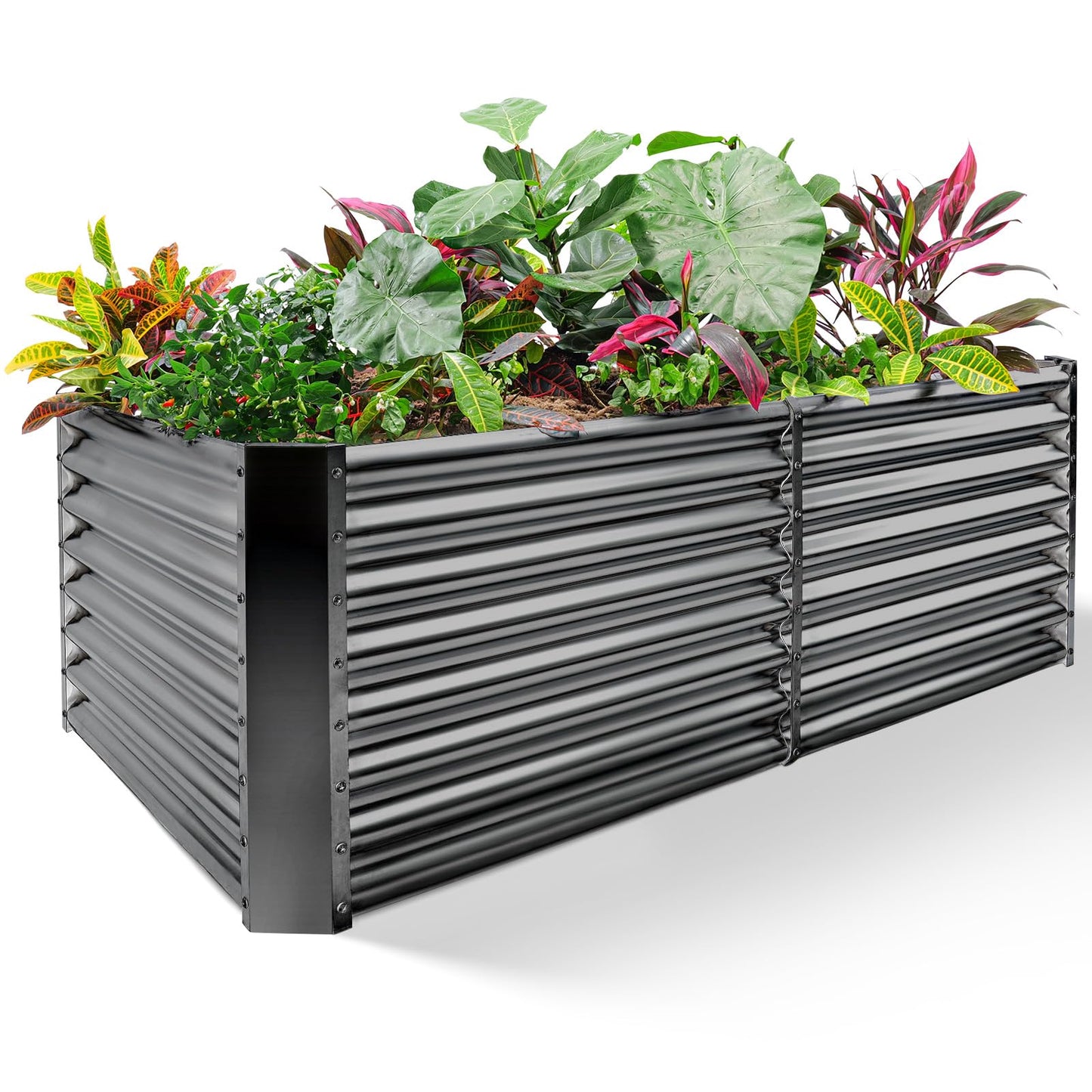 Land Guard 6Ã3Ã2 ft Galvanized Raised Garden Bed Kit, Galvanized Planter Raised Garden Boxes Outdoor, Large Metal Raised Garden Beds for Vegetables(Grey)â¦