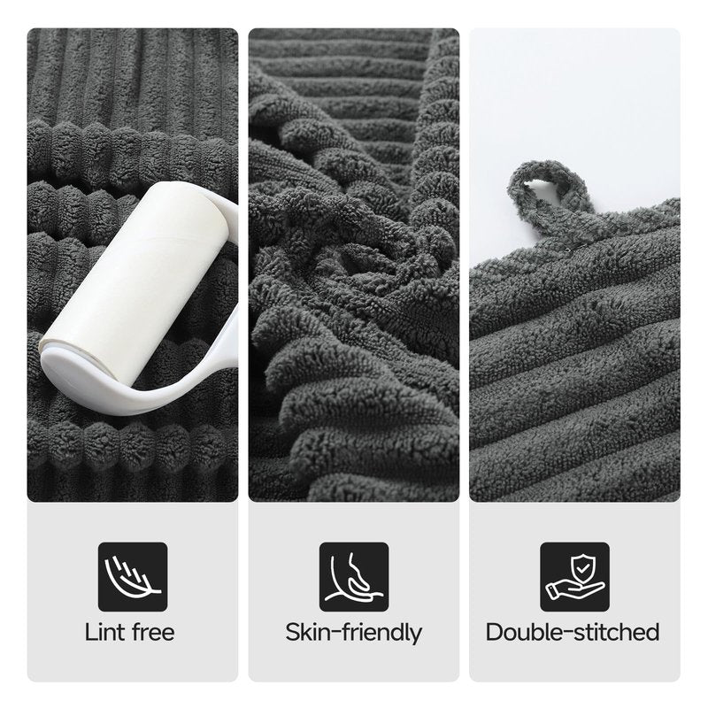 REDKISS Charcoal Gray Bath Towels Set 8 Piece - Microfiber Bathroom Towels of 8 Large, Highly Absorbent Bath Towel, Soft Shower Towel for Bathroom, 2 Bath Sheet 2 Hand 2 Washcloths 2 Hair Towel Wrap
